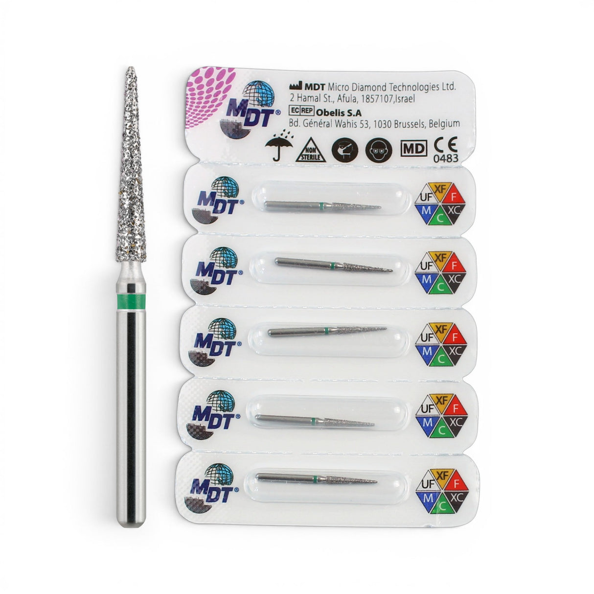 MDT FG Diamond Bur - Pointed Cone 859 Dental Bur, 5pcs
