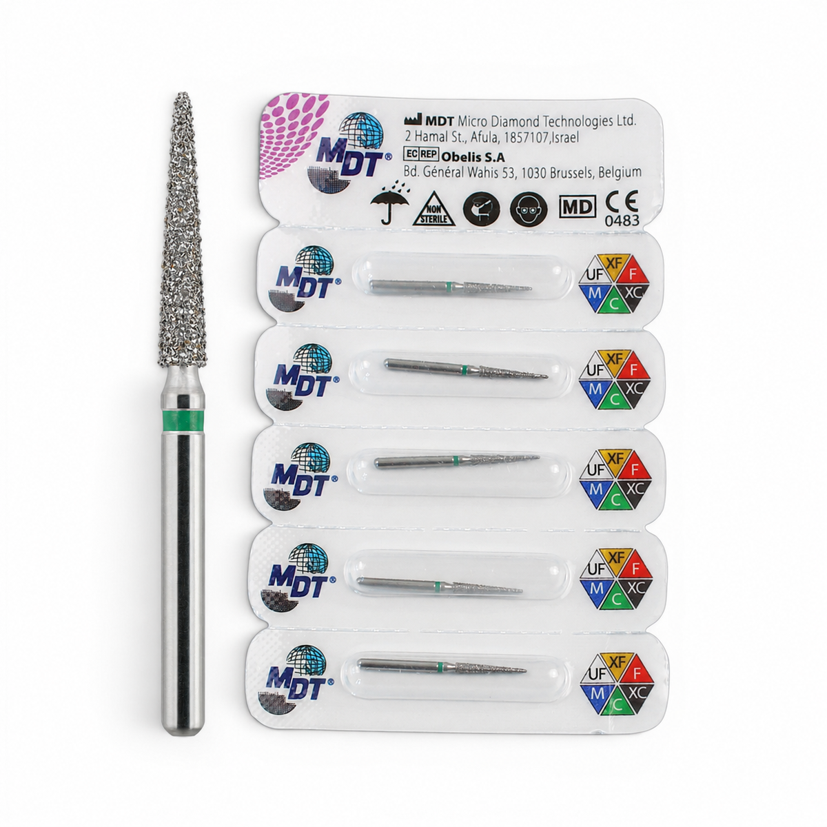 MDT FG Diamond Bur - Pointed Cone 859 Dental Bur, 5pcs