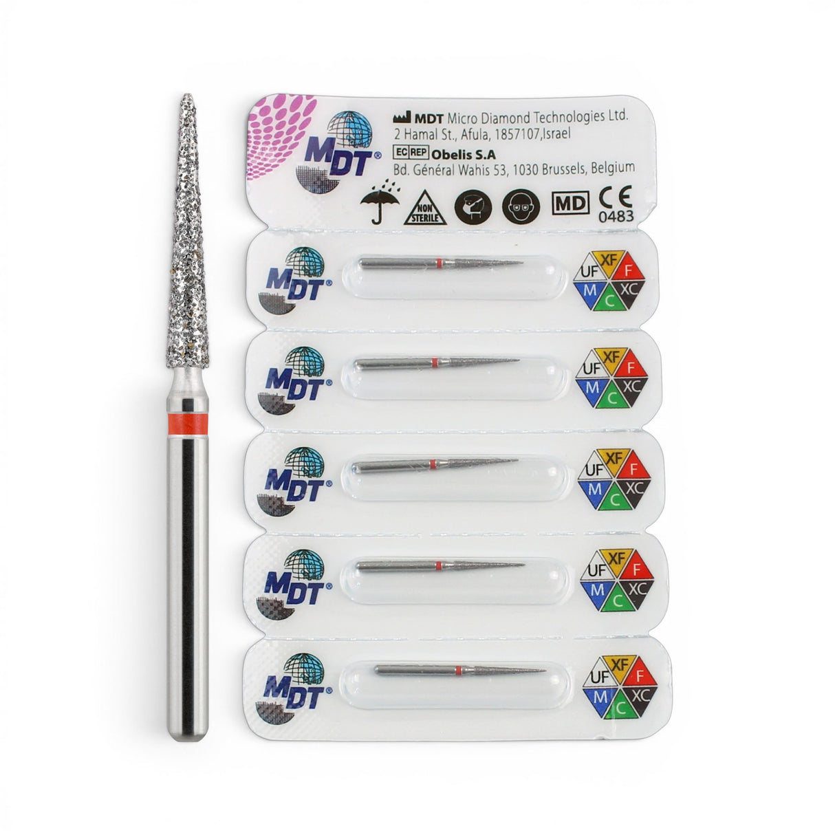 MDT FG Diamond Bur - Pointed Cone 859 Dental Bur, 5pcs
