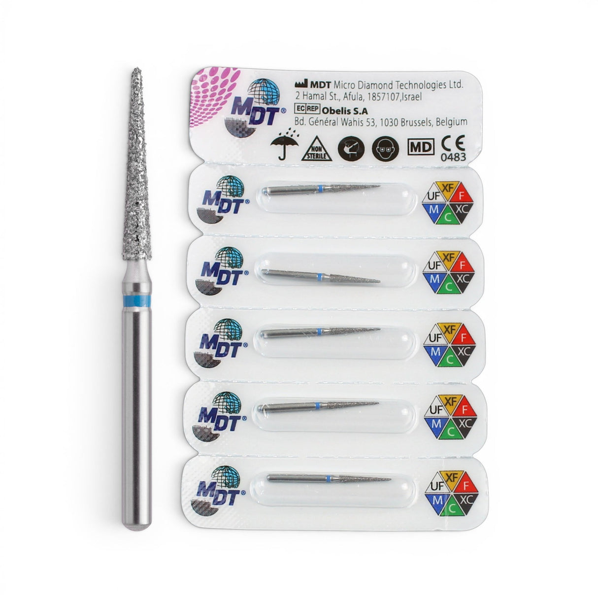 MDT FG Diamond Bur - Pointed Cone 859 Dental Bur, 5pcs