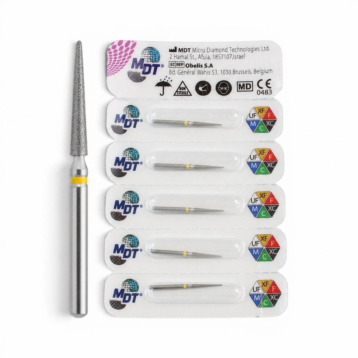 MDT FG Diamond Bur - Pointed Cone 859 Dental Bur, 5pcs