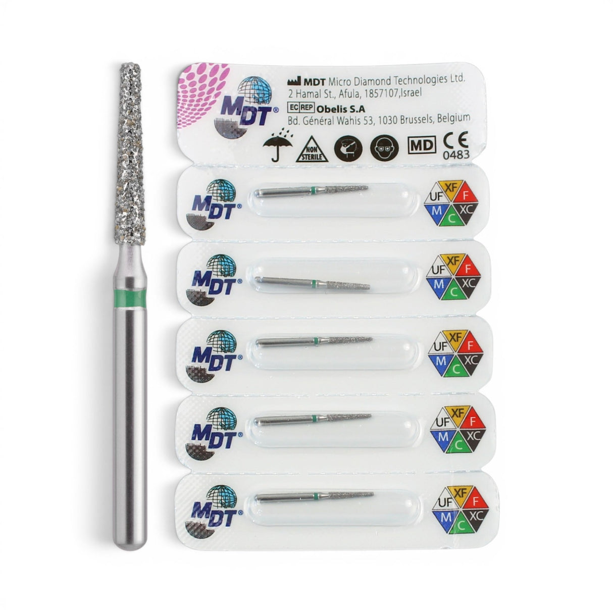 MDT FG Diamond Bur - Flat End Taper 847 Dental Bur, 5pcs