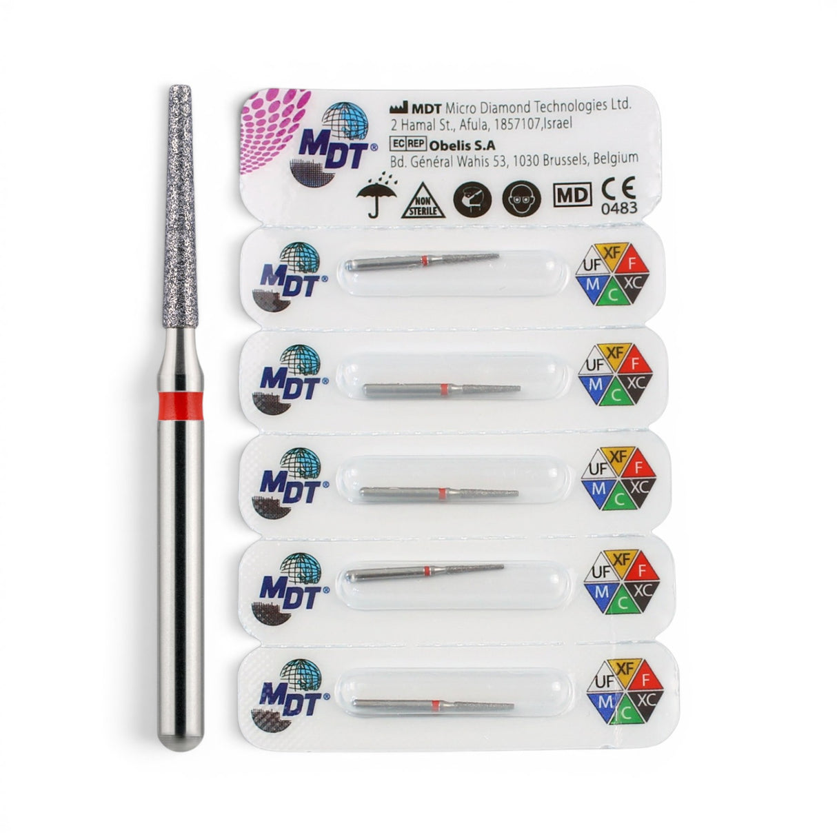 MDT FG Diamond Bur - Flat End Taper 847 Dental Bur, 5pcs