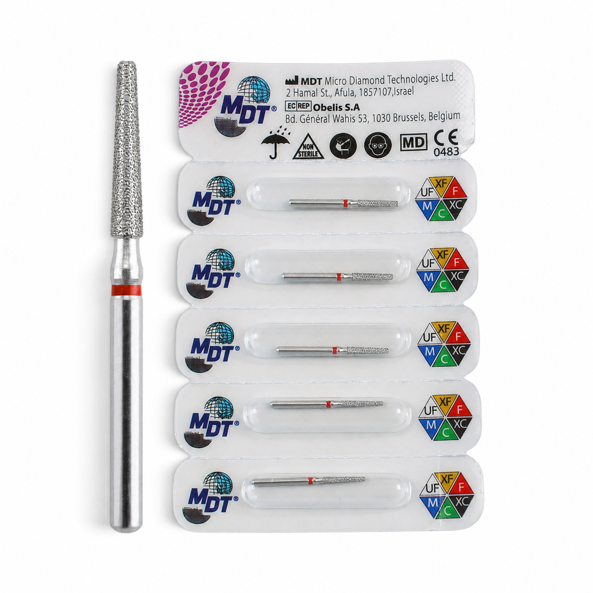 MDT FG Diamond Bur - Flat End Taper 847 Dental Bur, 5pcs
