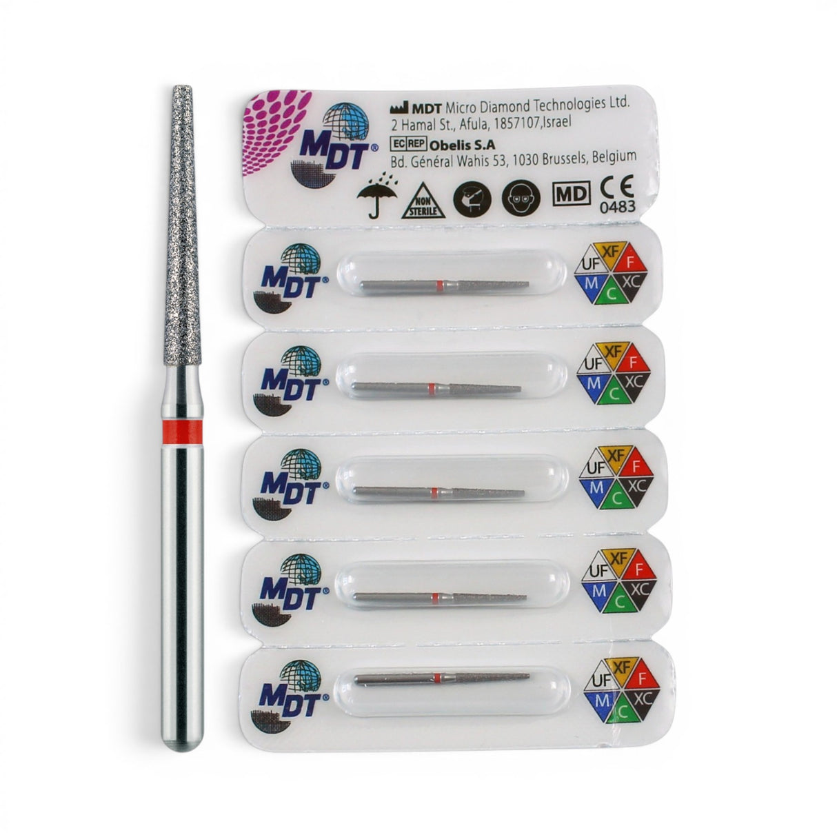 MDT FG Diamond Bur - Flat End Taper 848 Dental Bur, 5pcs
