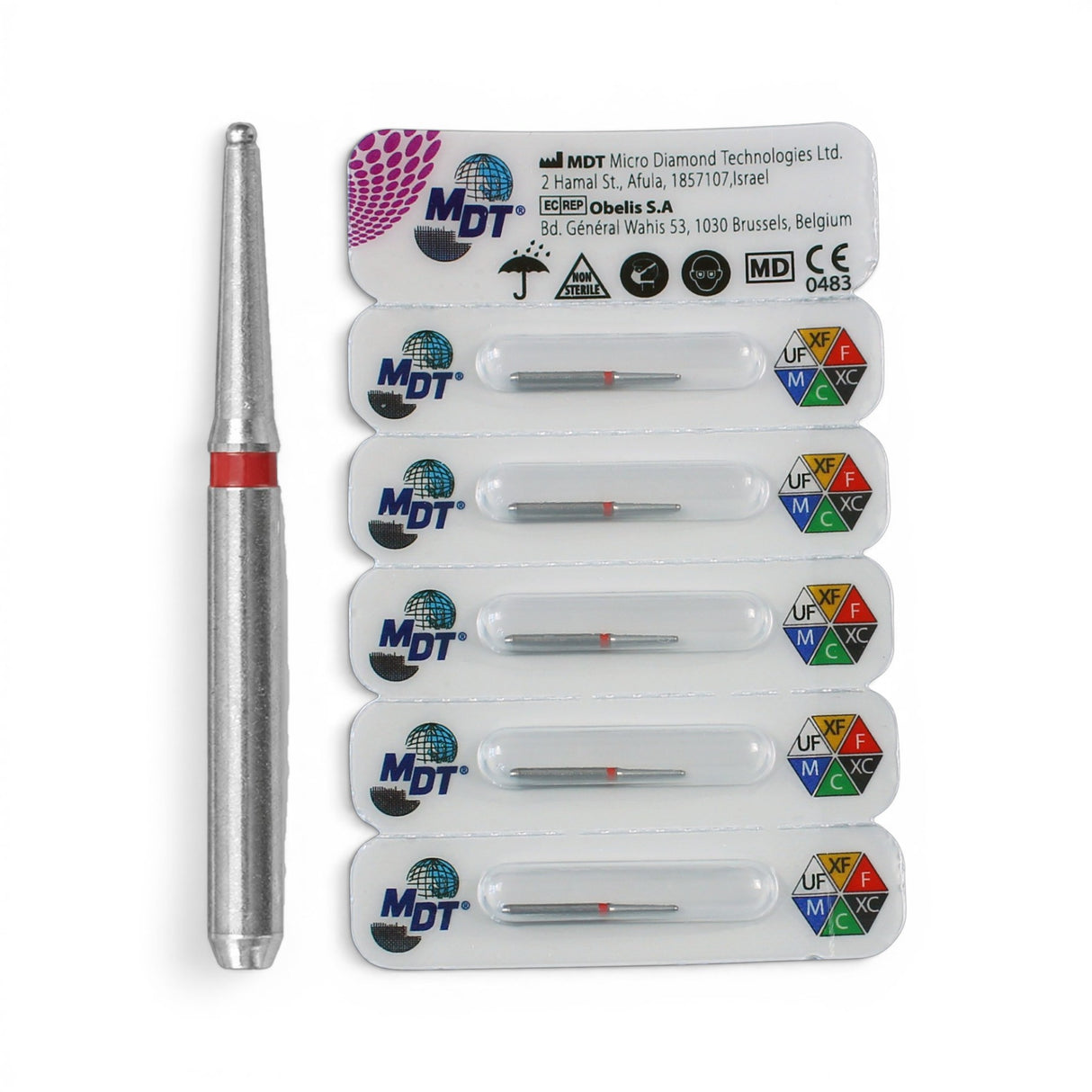 MDT FG Diamond Bur - Flat End Cutting 839R Dental Bur, 5pcs
