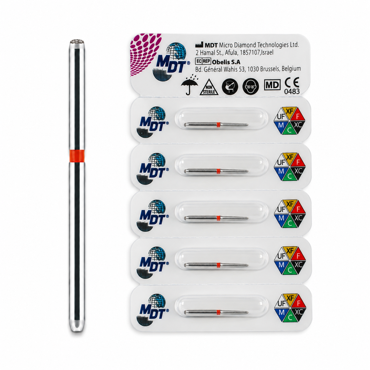 MDT FG Diamond Bur - Flat End Cutting 839R Dental Bur, 5pcs