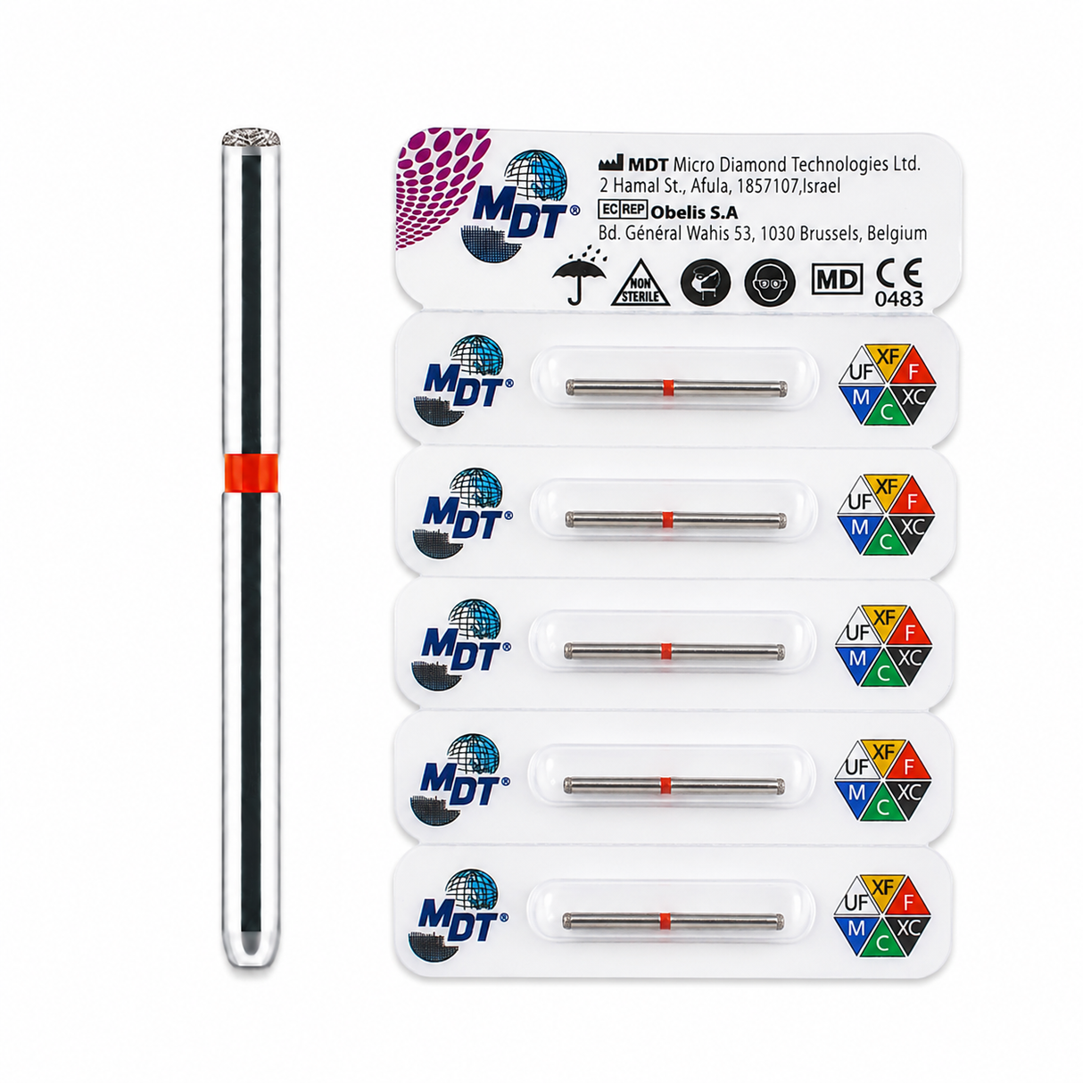 MDT FG Diamond Bur - Flat End Cutting 839R Dental Bur, 5pcs