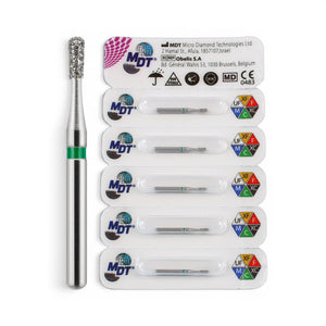 MDT FG Diamond Bur - Pear 830R Dental Bur, 5pcs