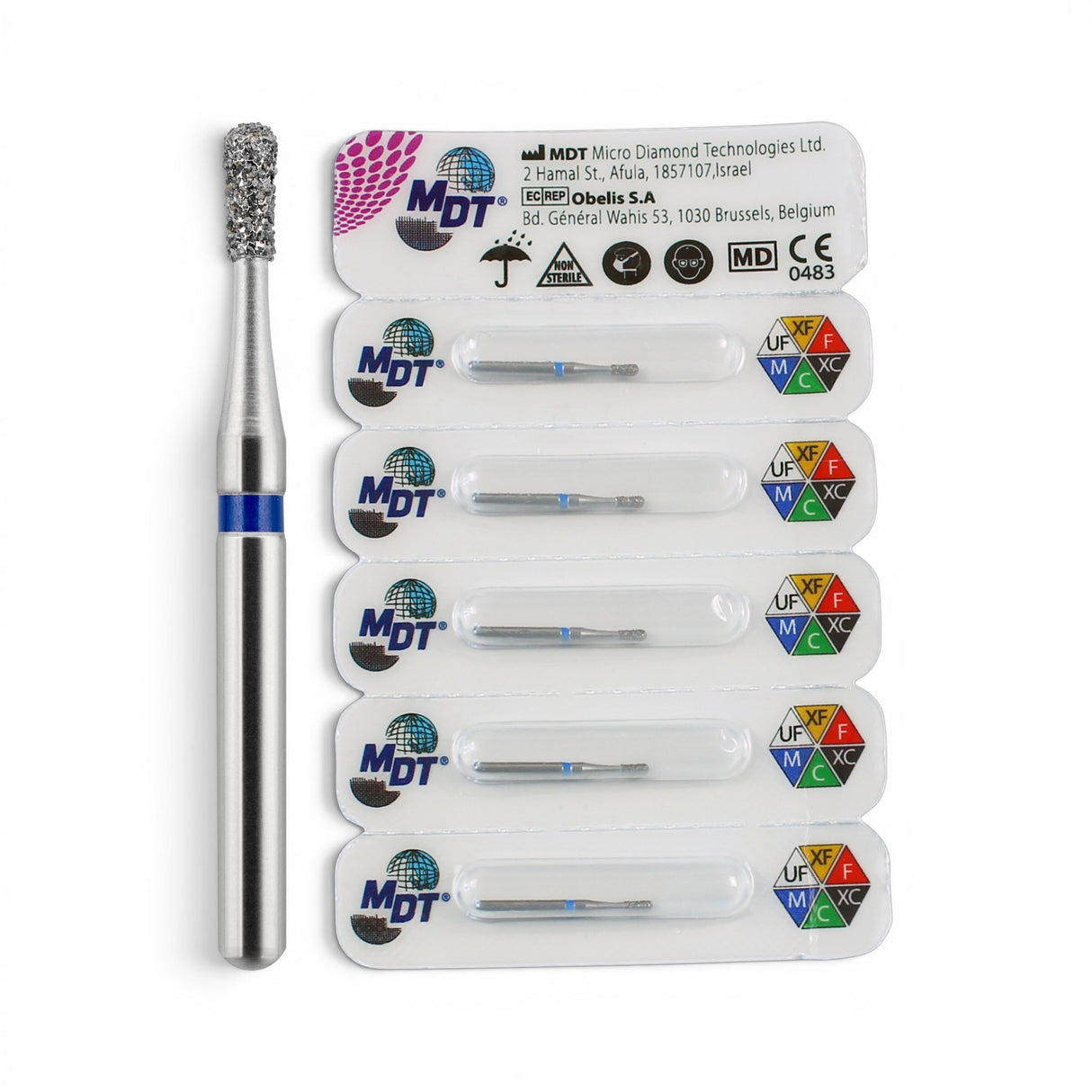 MDT FG Diamond Bur - Pear 830R Dental Bur, 5pcs