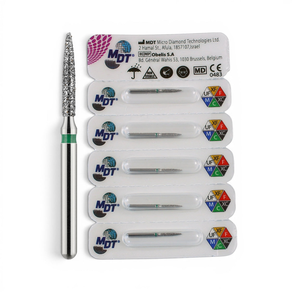 MDT FG Diamond Bur - Flame 862 Dental Bur, 5pcs