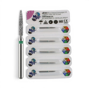 MDT FG Diamond Bur - Flame 862 Dental Bur, 5pcs