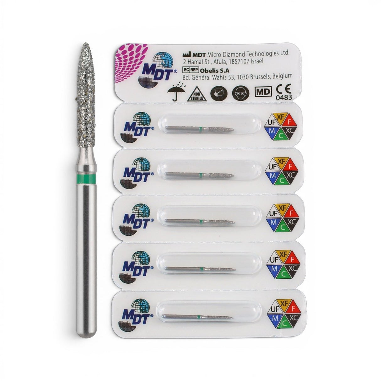 MDT FG Diamond Bur - Flame 862 Dental Bur, 5pcs
