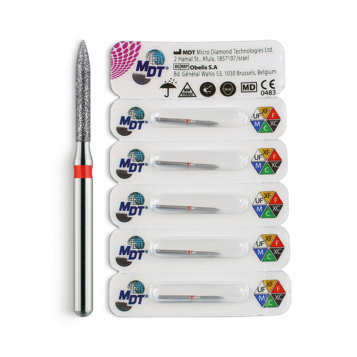 MDT FG Diamond Bur - Flame 862 Dental Bur, 5pcs