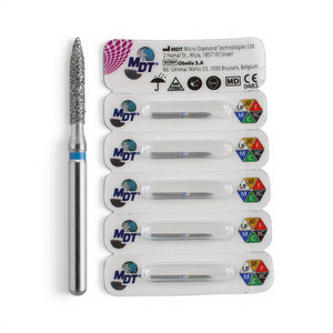 MDT FG Diamond Bur - Flame 862 Dental Bur, 5pcs