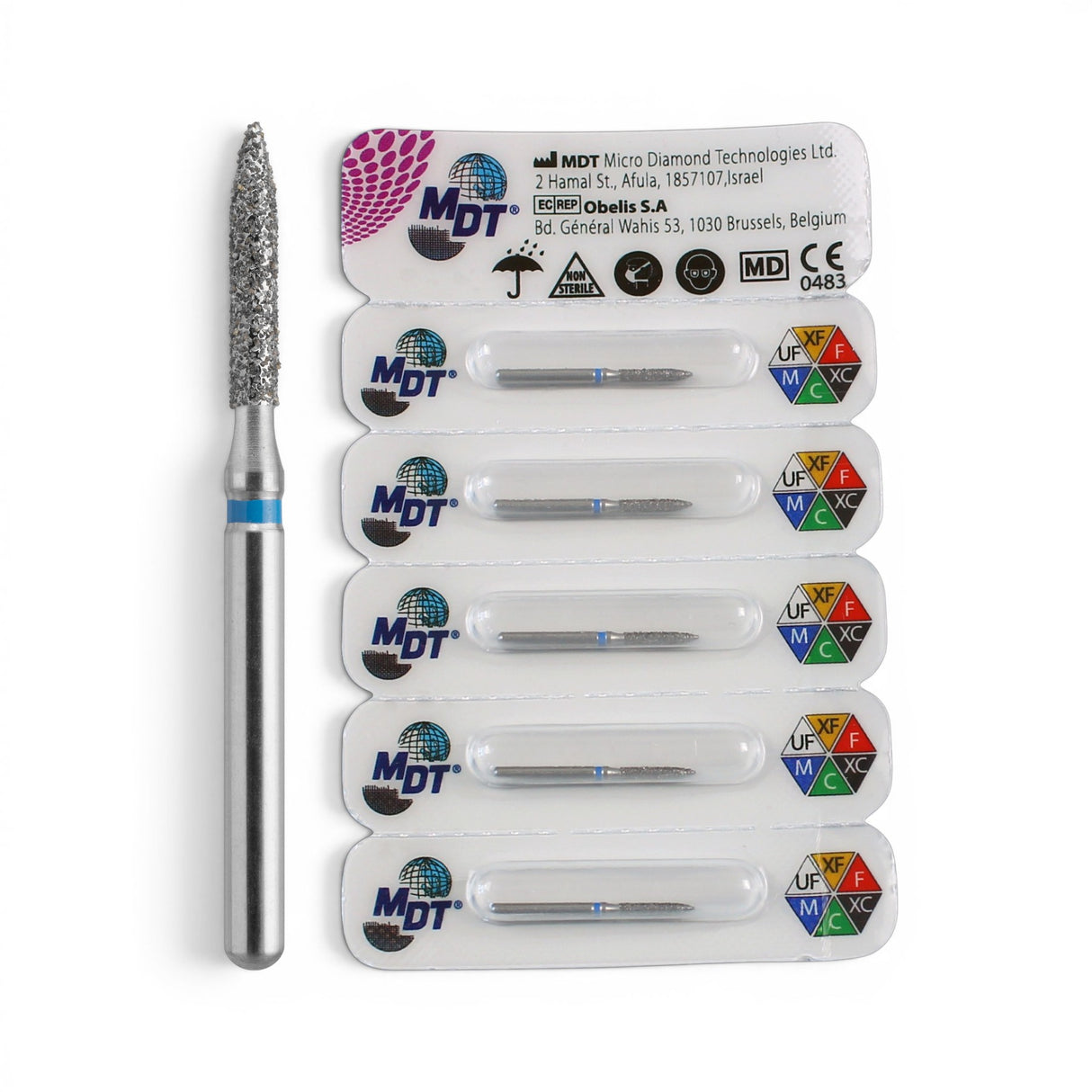 MDT FG Diamond Bur - Flame 862 Dental Bur, 5pcs