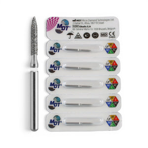 MDT FG Diamond Bur - Flame 862 Dental Bur, 5pcs