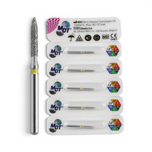 MDT FG Diamond Bur - Flame 862 Dental Bur, 5pcs