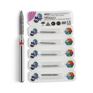 MDT FG Diamond Bur - Flame 862 Dental Bur, 5pcs