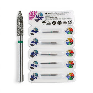 MDT FG Diamond Bur - Flame 862 Dental Bur, 5pcs