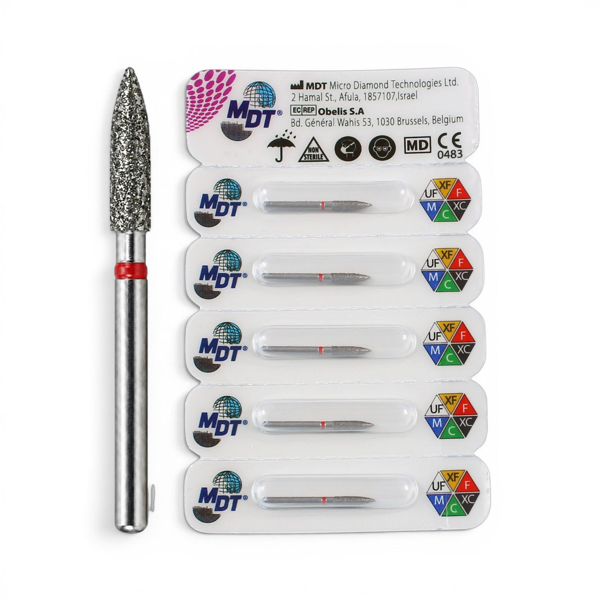 MDT FG Diamond Bur - Flame 862 Dental Bur, 5pcs