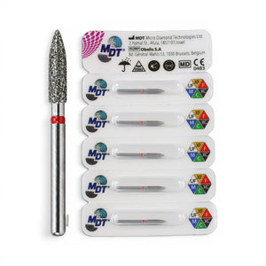 MDT FG Diamond Bur - Flame 862 Dental Bur, 5pcs