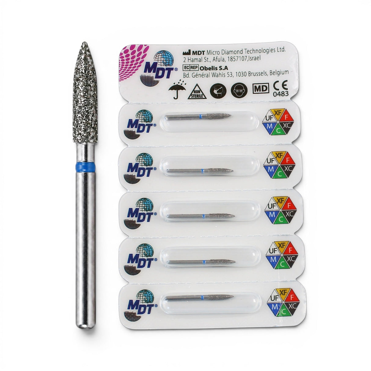 MDT FG Diamond Bur - Flame 862 Dental Bur, 5pcs
