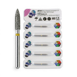 MDT FG Diamond Bur - Flame 862 Dental Bur, 5pcs