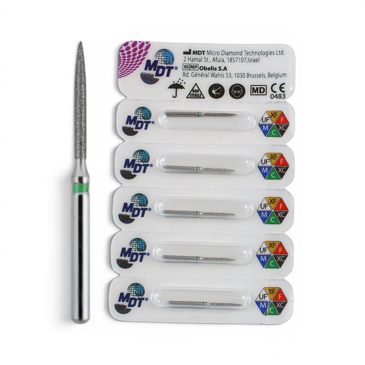 MDT FG Diamond Bur - Flame 863 Dental Bur, 5pcs