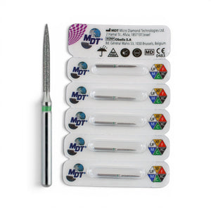MDT FG Diamond Bur - Flame 863 Dental Bur, 5pcs