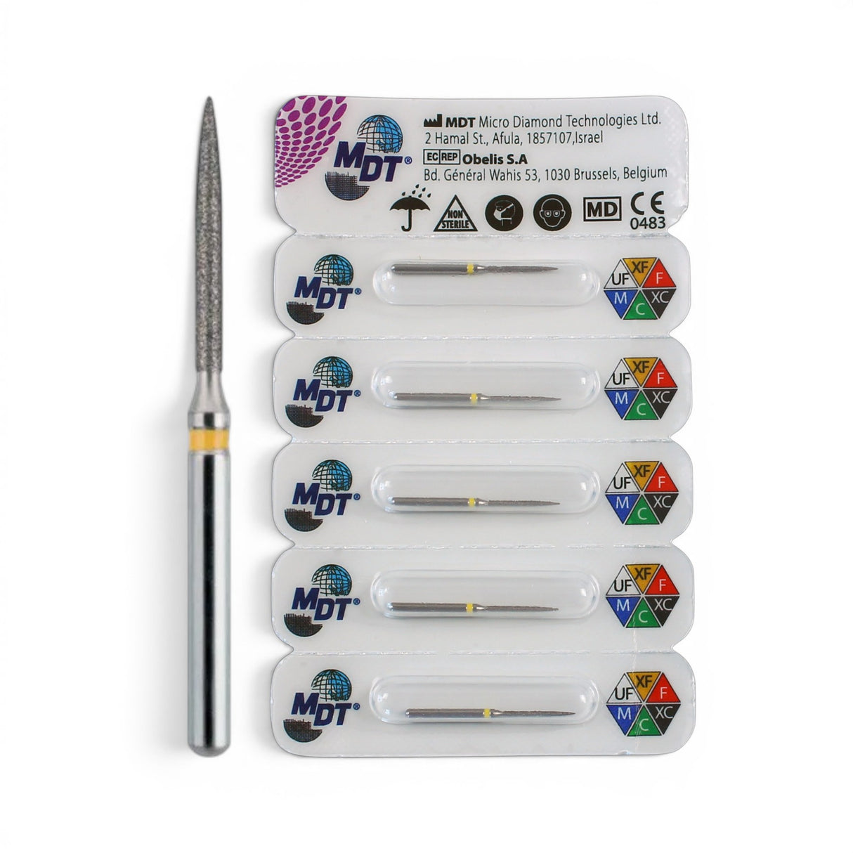 MDT FG Diamond Bur - Flame 863 Dental Bur, 5pcs