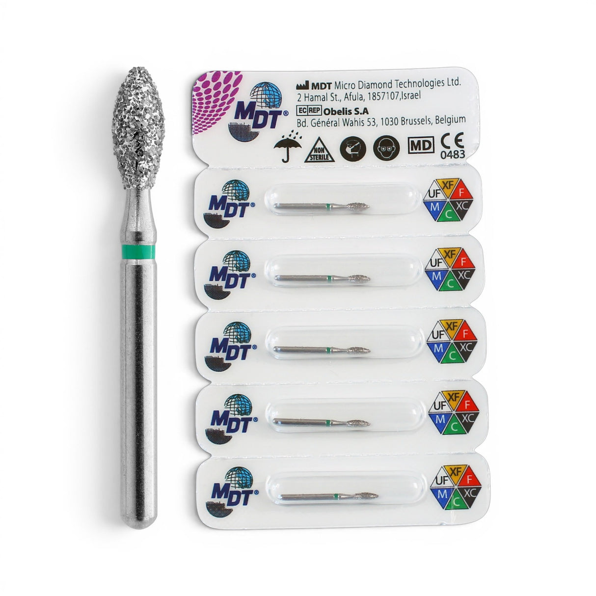 MDT FG Diamond Bur - Football 368 Dental Bur, 5pcs