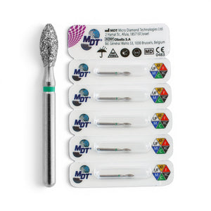 MDT FG Diamond Bur - Football 368 Dental Bur, 5pcs