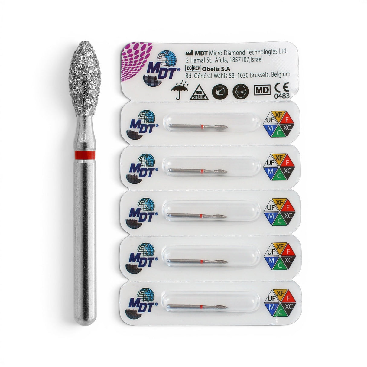 MDT FG Diamond Bur - Football 368 Dental Bur, 5pcs