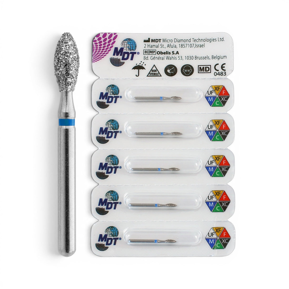 MDT FG Diamond Bur - Football 368 Dental Bur, 5pcs