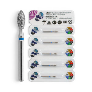 MDT FG Diamond Bur - Football 368 Dental Bur, 5pcs