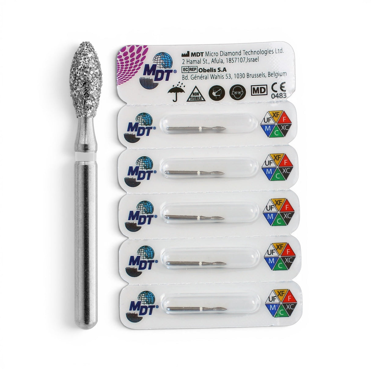MDT FG Diamond Bur - Football 368 Dental Bur, 5pcs