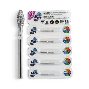 MDT FG Diamond Bur - Football 368 Dental Bur, 5pcs