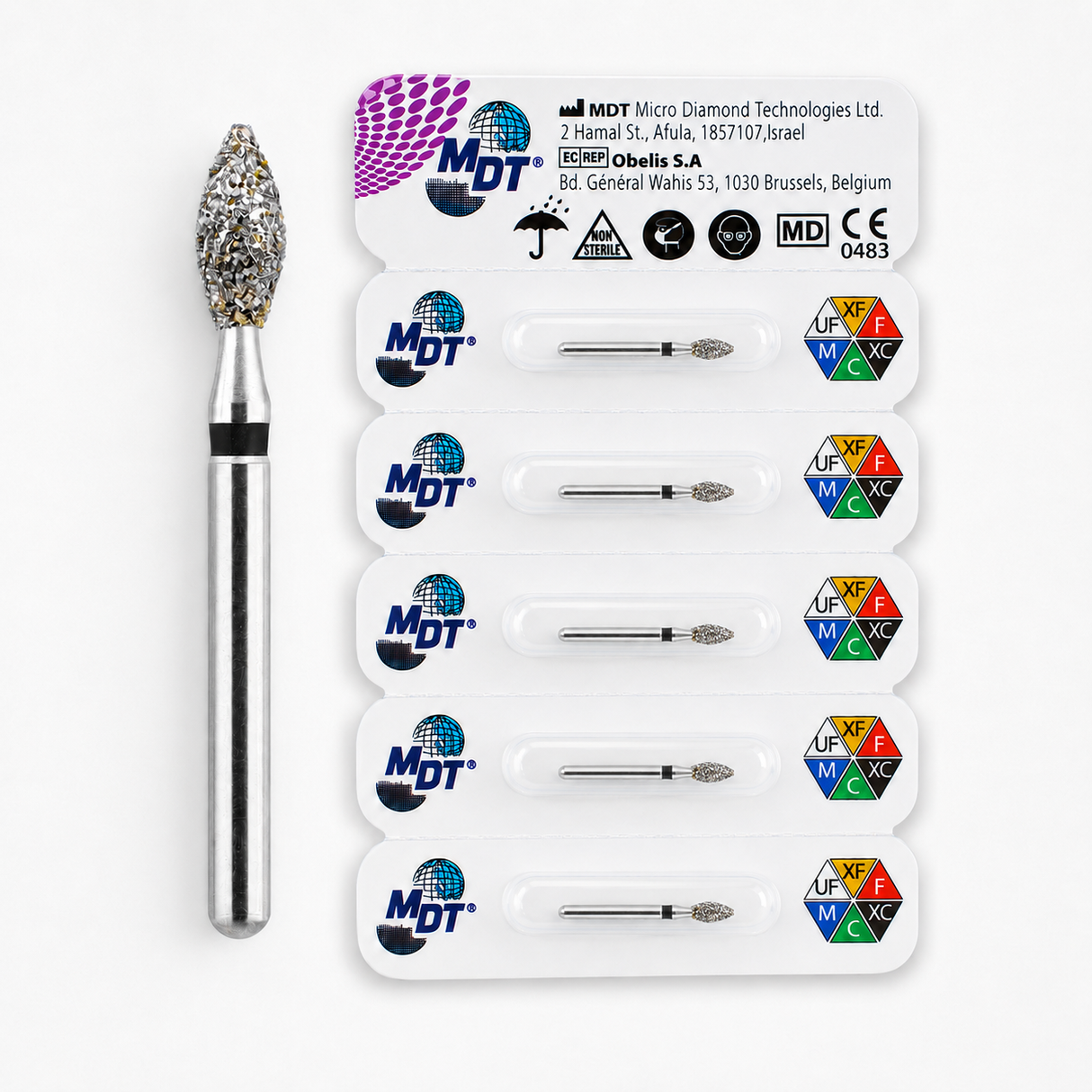 MDT FG Diamond Bur - Football 368 Dental Bur, 5pcs