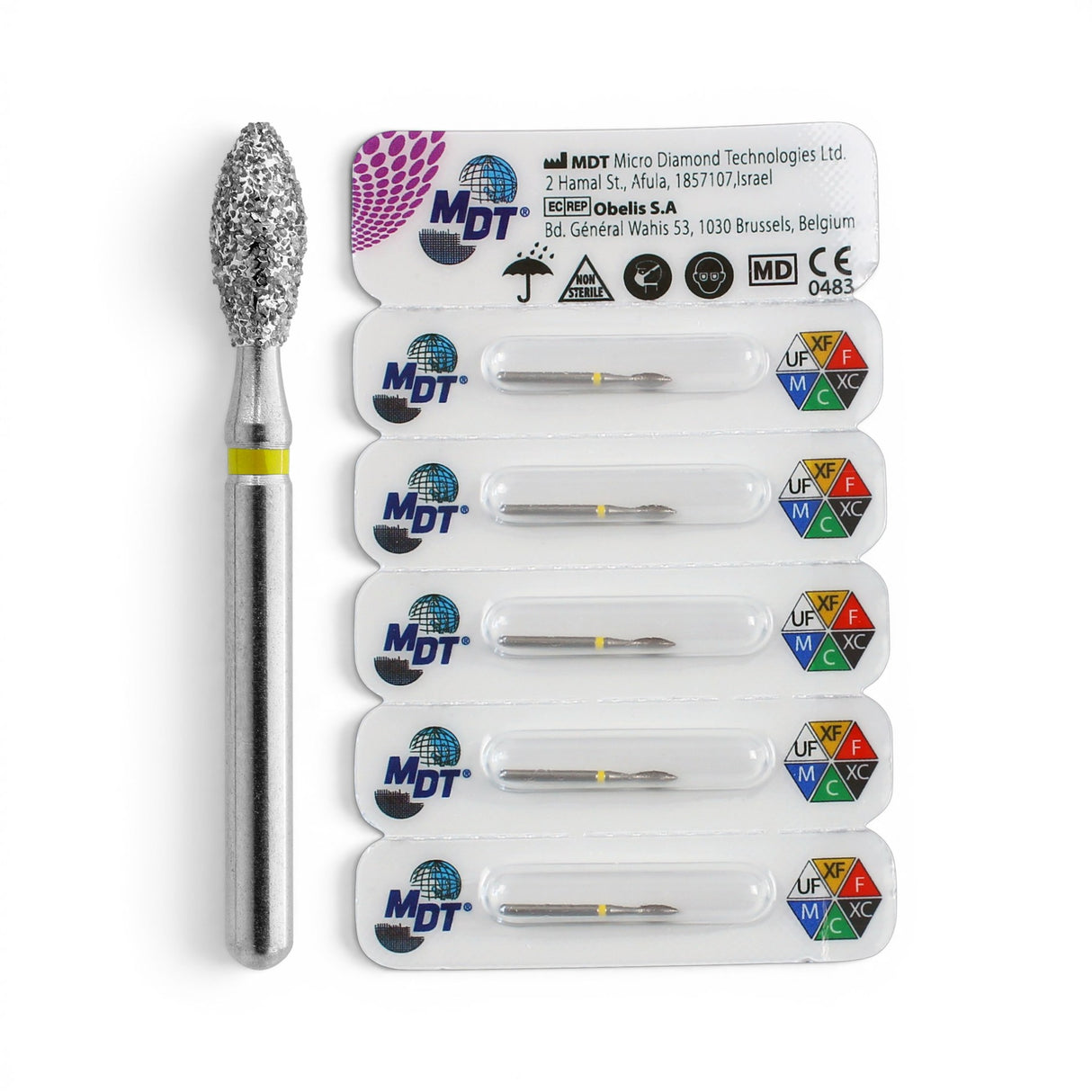 MDT FG Diamond Bur - Football 368 Dental Bur, 5pcs