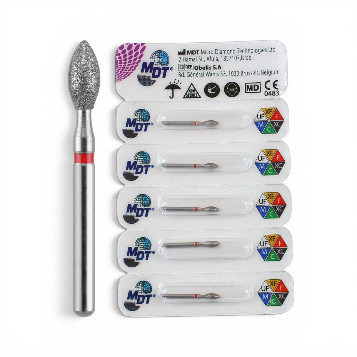 MDT FG Diamond Bur - Football 368 Dental Bur, 5pcs