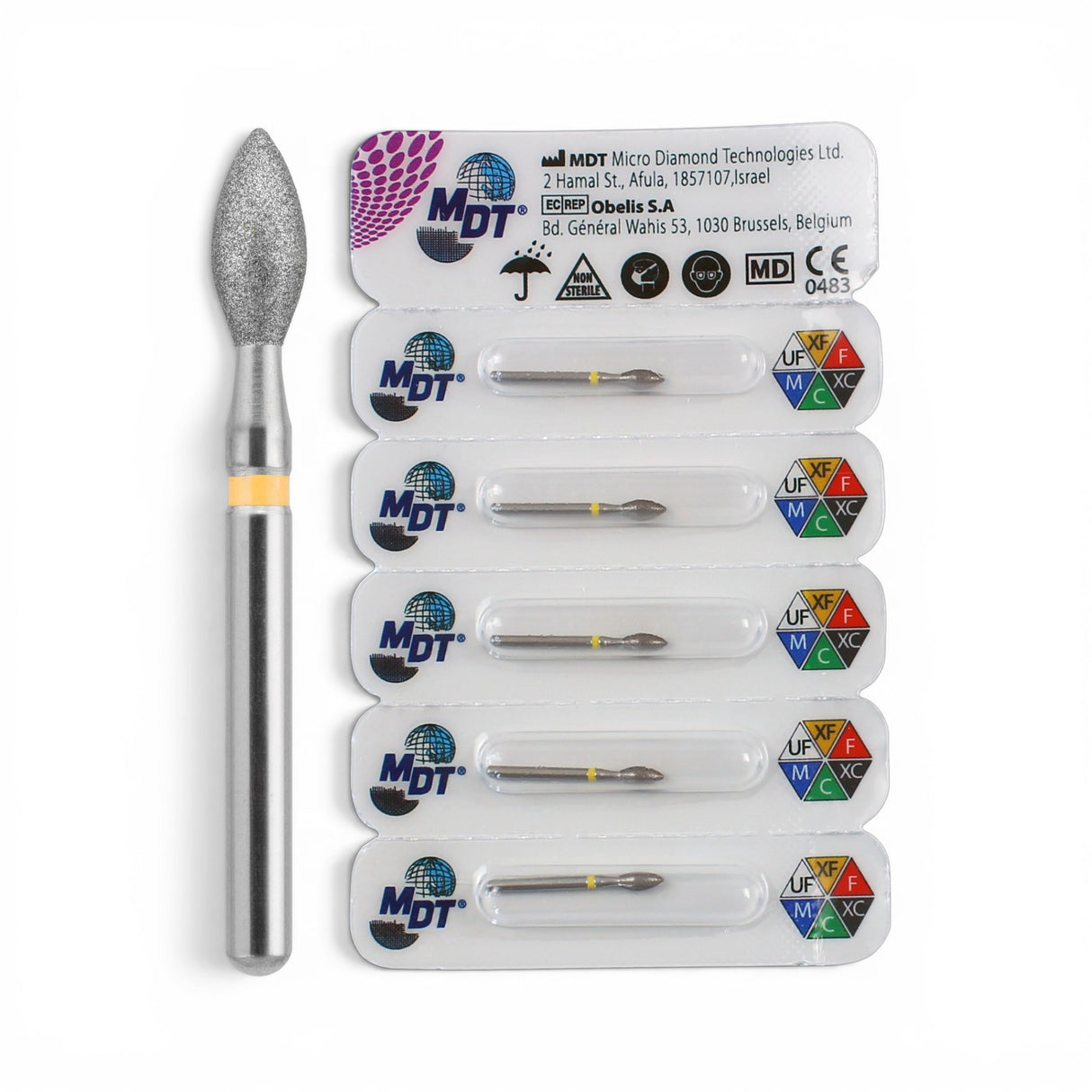 MDT FG Diamond Bur - Football 368 Dental Bur, 5pcs