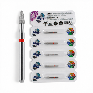 MDT FG Diamond Bur - Grenade Short Flame 390 Dental Bur, 5pcs