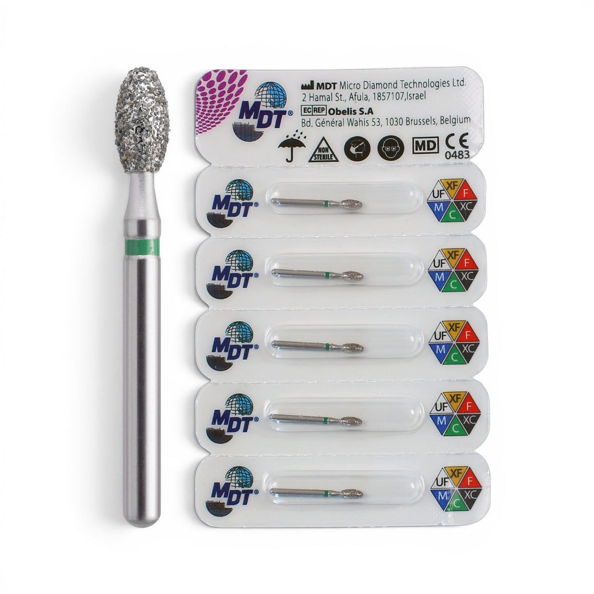 MDT FG Diamond Bur -Egg 379 Dental Bur, 5pcs