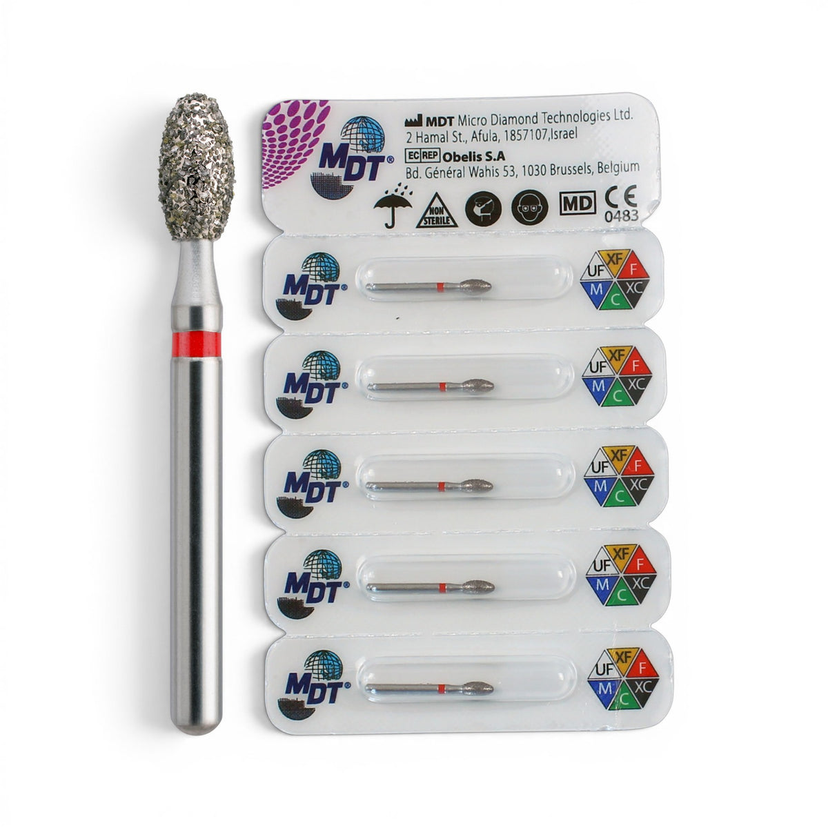 MDT FG Diamond Bur -Egg 379 Dental Bur, 5pcs
