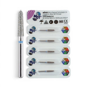 MDT FG Diamond Bur - Guide Pin-Taper 508T Dental Bur, 5pcs