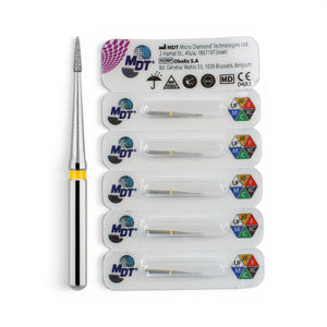 MDT FG Diamond Bur -Short Flame Needle Head 883 Dental Bur, 5pcs