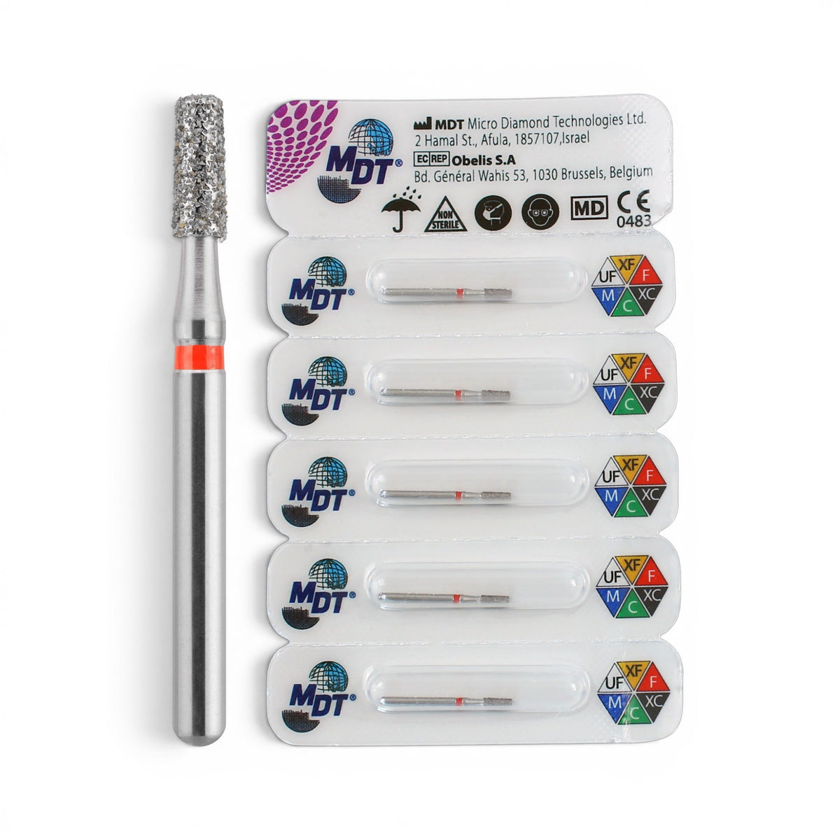 MDT FG Diamond Bur - Round Edge Taper 845KR Dental Bur, 5pcs