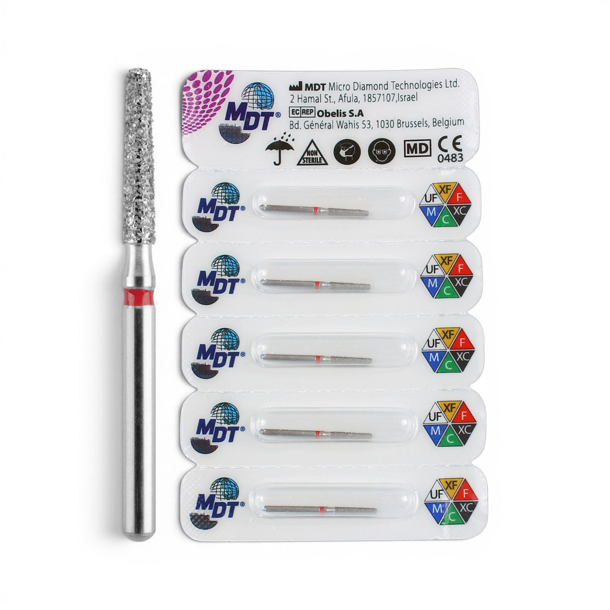 MDT FG Diamond Bur - Round Edge Taper 846KR Dental Bur 8.0mm, 5pcs