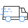 Delivery truck icon with motion lines, representing GDT Supply USA fast shipping within 1-5 business days.